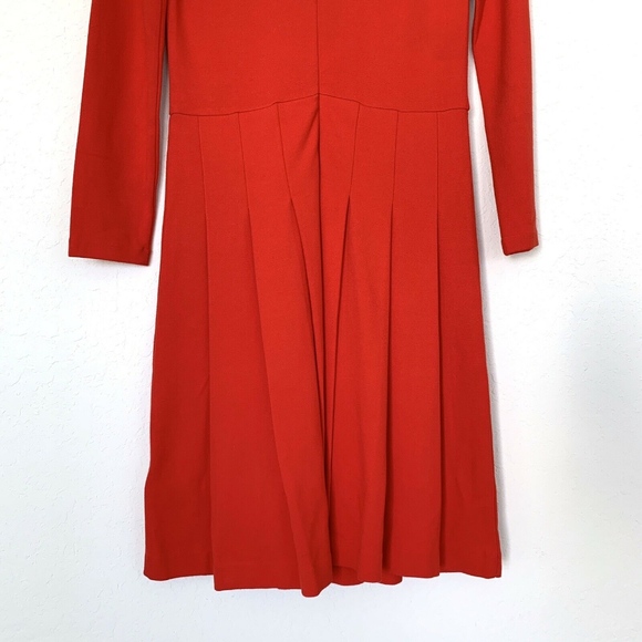 J. Crew Red Long Sleeve Pleated Ponte Dress - Picture 5 of 8